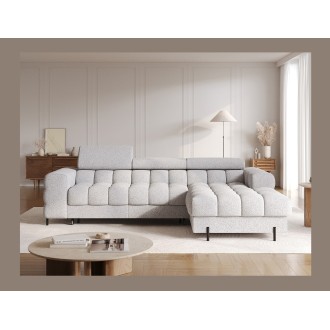 Canapé d'angle droit convertible Gris chiné ligne moderne 285x99x181cm FILTRO 