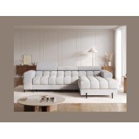 Canapé d'angle droit convertible Gris chiné ligne moderne 285x99x181cm FILTRO 
