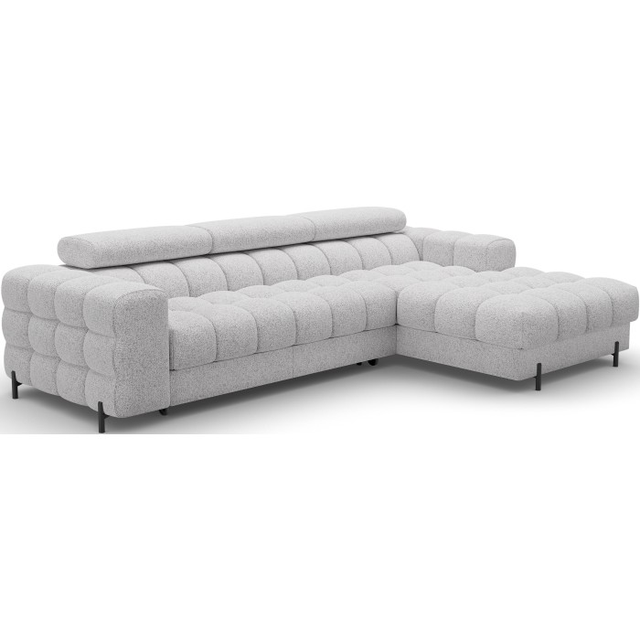 Canapé d'angle droit convertible Gris chiné ligne moderne 285x99x181cm FILTRO 