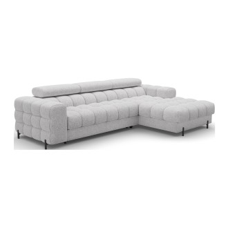 Canapé d'angle droit convertible Gris chiné ligne moderne 285x99x181cm FILTRO 