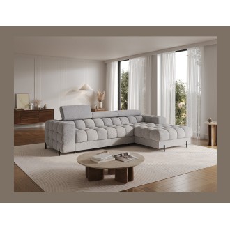 Canapé d'angle droit convertible Gris chiné ligne moderne 285x99x181cm FILTRO 