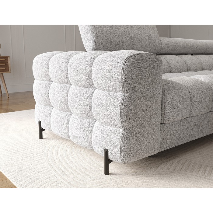 Canapé d'angle droit convertible Gris chiné ligne moderne 285x99x181cm FILTRO 