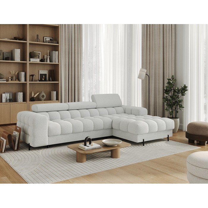 Canapé d'angle droit convertible Gris foncé allure contemporaine 285x99x181cm FILTRO 