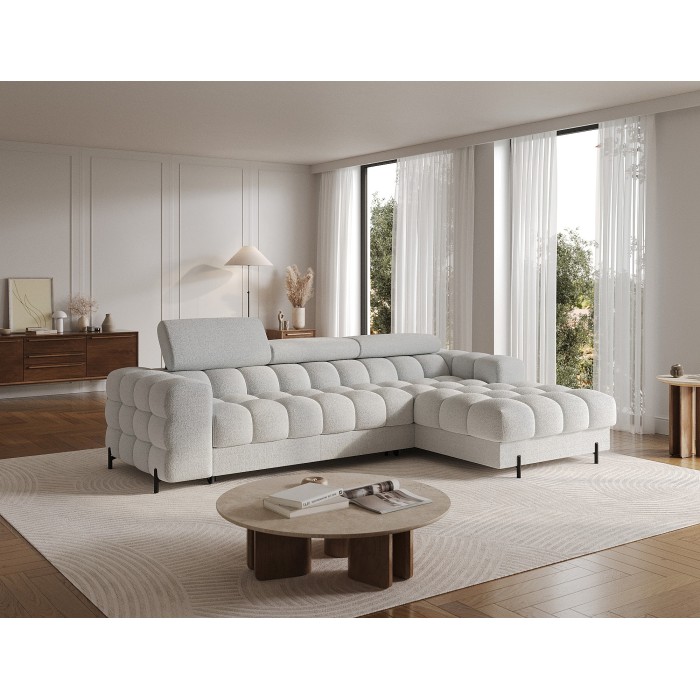 Canapé d'angle droit convertible Gris foncé allure contemporaine 285x99x181cm FILTRO 