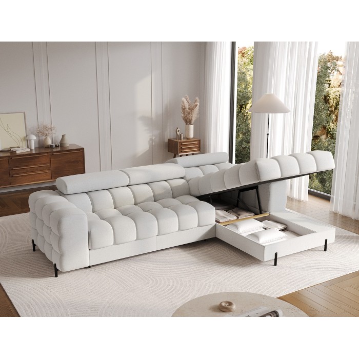 Canapé d'angle droit convertible Gris foncé allure contemporaine 285x99x181cm FILTRO 