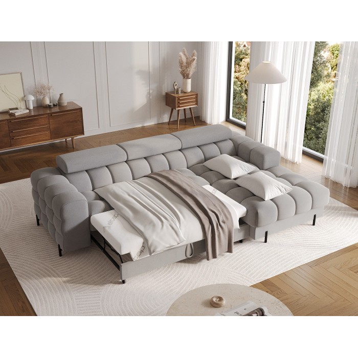 Canapé d'angle droit convertible Gris confort premium 285x99x181cm FILTRO 