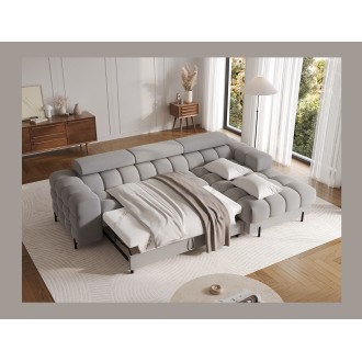 Canapé d'angle droit convertible Gris confort premium 285x99x181cm FILTRO 
