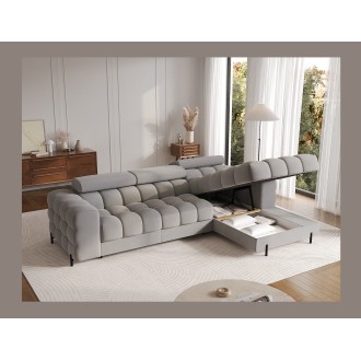 Canapé d'angle droit convertible Gris confort premium 285x99x181cm FILTRO 