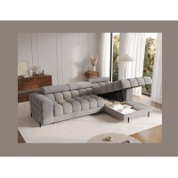 Canapé d'angle droit convertible Gris confort premium 285x99x181cm FILTRO 