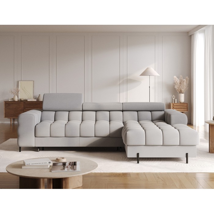 Canapé d'angle droit convertible Gris confort premium 285x99x181cm FILTRO 