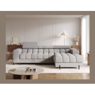 Canapé d'angle droit convertible Gris confort premium 285x99x181cm FILTRO 