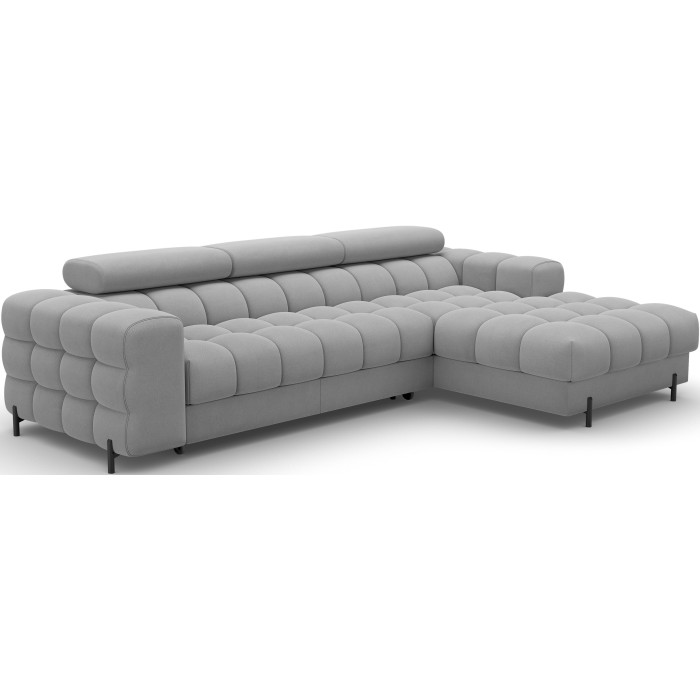 Canapé d'angle droit convertible Gris confort premium 285x99x181cm FILTRO 