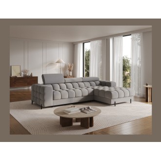 Canapé d'angle droit convertible Gris confort premium 285x99x181cm FILTRO 