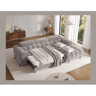 Canapé d'angle droit convertible Gris foncé chiné design élégant 285x99x181cm FILTRO 