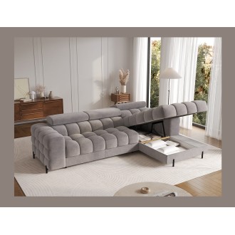 Canapé d'angle droit convertible Gris foncé chiné design élégant 285x99x181cm FILTRO 
