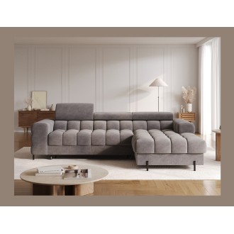 Canapé d'angle droit convertible Gris foncé chiné design élégant 285x99x181cm FILTRO 