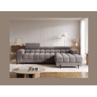 Canapé d'angle droit convertible Gris foncé chiné design élégant 285x99x181cm FILTRO 