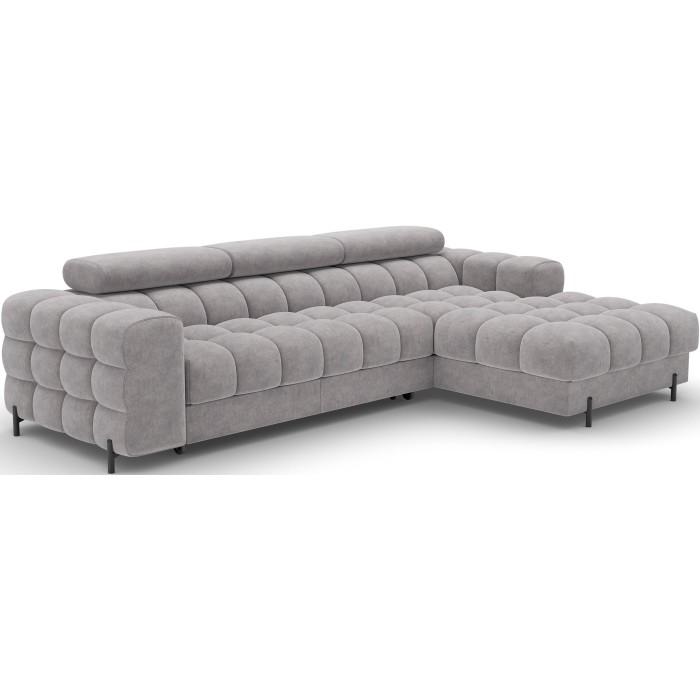 Canapé d'angle droit convertible Gris foncé chiné design élégant 285x99x181cm FILTRO 