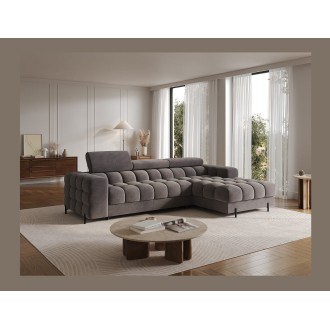Canapé d'angle droit convertible Gris foncé chiné design élégant 285x99x181cm FILTRO 