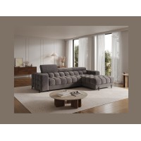 Canapé d'angle droit convertible Gris foncé chiné design élégant 285x99x181cm FILTRO 