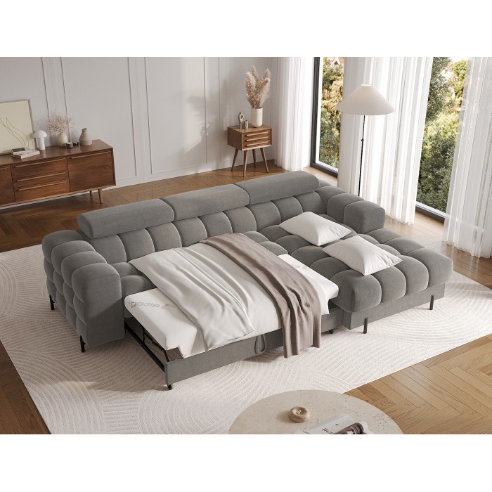 Canapé d'angle droit convertible Gris foncé confort premium 285x99x181cm FILTRO 