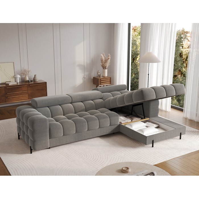 Canapé d'angle droit convertible Gris foncé confort premium 285x99x181cm FILTRO 