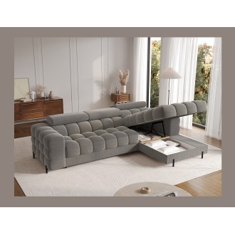 Canapé d'angle droit convertible Gris foncé confort premium 285x99x181cm FILTRO 