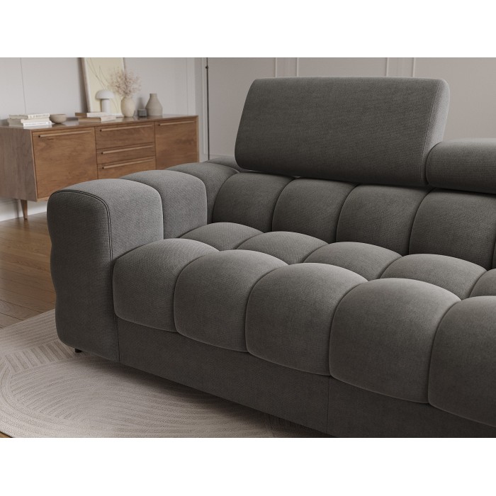 Canapé d'angle droit convertible Gris foncé confort premium 285x99x181cm FILTRO 