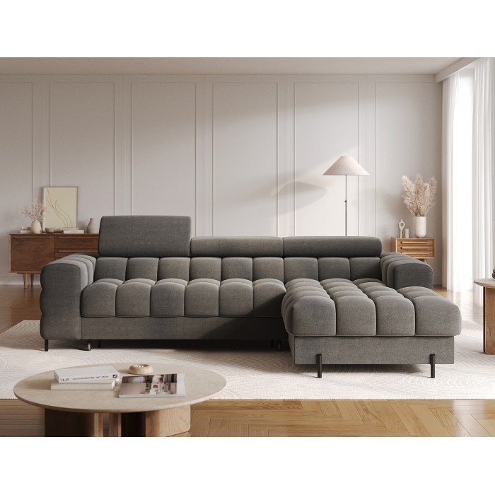 Canapé d'angle droit convertible Gris foncé confort premium 285x99x181cm FILTRO 