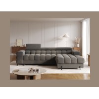 Canapé d'angle droit convertible Gris foncé confort premium 285x99x181cm FILTRO 