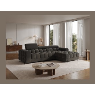 Canapé d'angle droit convertible Gris foncé confort premium 285x99x181cm FILTRO 