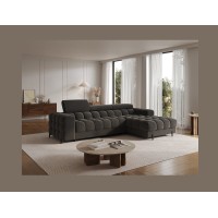 Canapé d'angle droit convertible Gris foncé confort premium 285x99x181cm FILTRO 