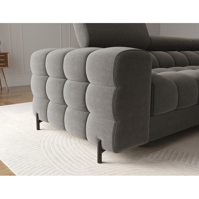 Canapé d'angle droit convertible Gris foncé confort premium 285x99x181cm FILTRO 