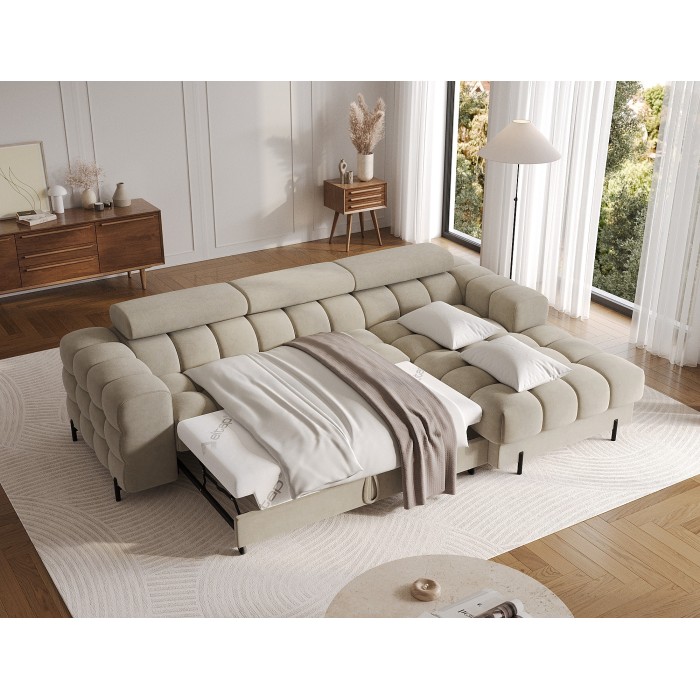 Canapé d'angle droit convertible Beige design élégant 285x99x181cm FILTRO 