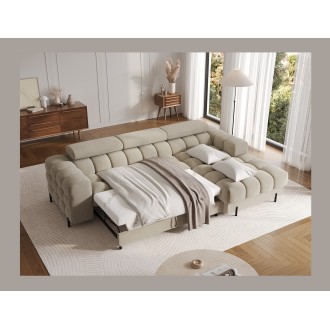 Canapé d'angle droit convertible Beige design élégant 285x99x181cm FILTRO 
