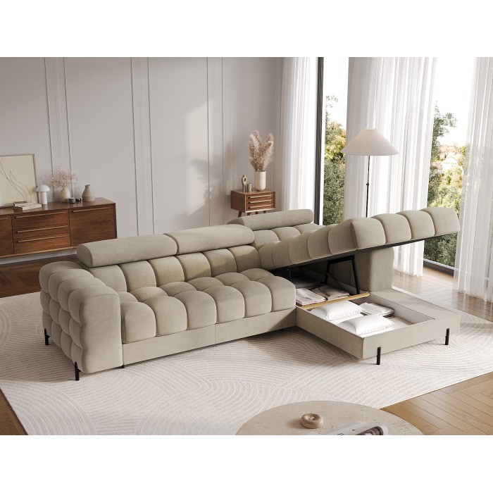 Canapé d'angle droit convertible Beige design élégant 285x99x181cm FILTRO 