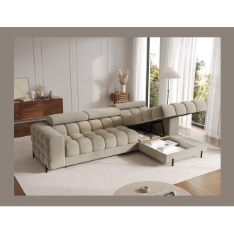 Canapé d'angle droit convertible Beige design élégant 285x99x181cm FILTRO 