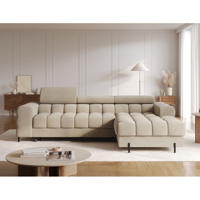 Canapé d'angle droit convertible Beige design élégant 285x99x181cm FILTRO 