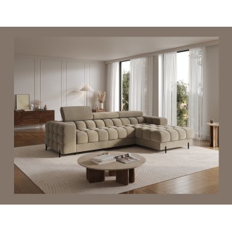 Canapé d'angle droit convertible Beige design élégant 285x99x181cm FILTRO 