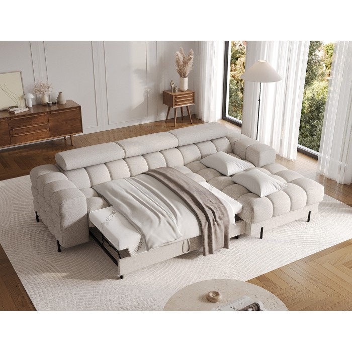 Canapé d'angle droit convertible Beige allure contemporaine 285x99x181cm FILTRO 