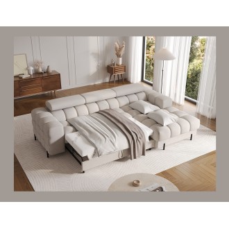 Canapé d'angle droit convertible Beige allure contemporaine 285x99x181cm FILTRO 