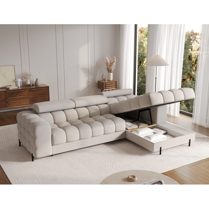 Canapé d'angle droit convertible Beige allure contemporaine 285x99x181cm FILTRO 
