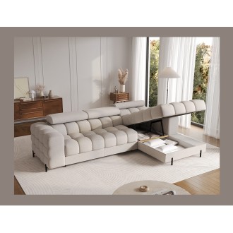 Canapé d'angle droit convertible Beige allure contemporaine 285x99x181cm FILTRO 