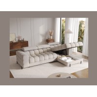 Canapé d'angle droit convertible Beige allure contemporaine 285x99x181cm FILTRO 