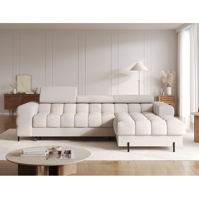Canapé d'angle droit convertible Beige allure contemporaine 285x99x181cm FILTRO 