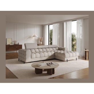 Canapé d'angle droit convertible Beige allure contemporaine 285x99x181cm FILTRO 