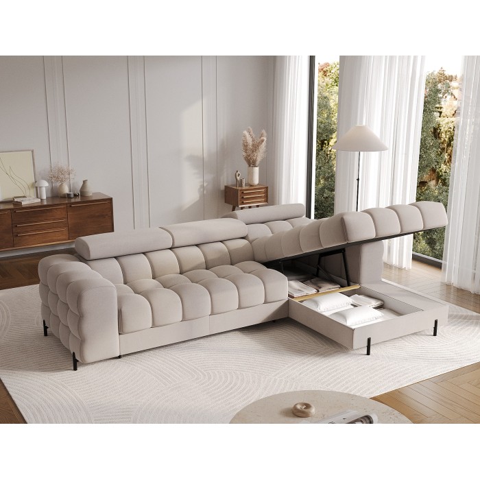 Canapé d'angle droit convertible Beige confort premium 285x99x181cm FILTRO 