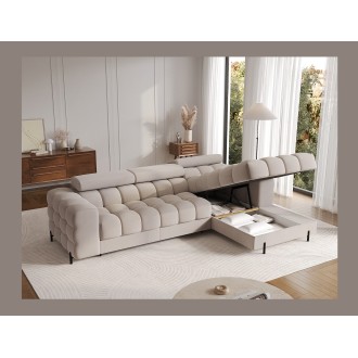 Canapé d'angle droit convertible Beige confort premium 285x99x181cm FILTRO 