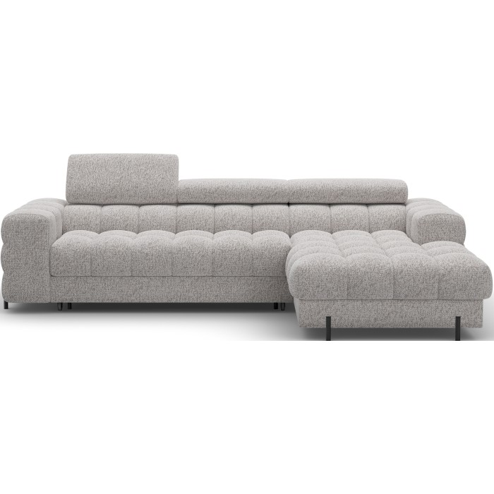 Canapé d'angle droit convertible Gris chiné élégance moderne 285x99x181cm FILTRO 