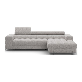 Canapé d'angle droit convertible Gris chiné élégance moderne 285x99x181cm FILTRO 